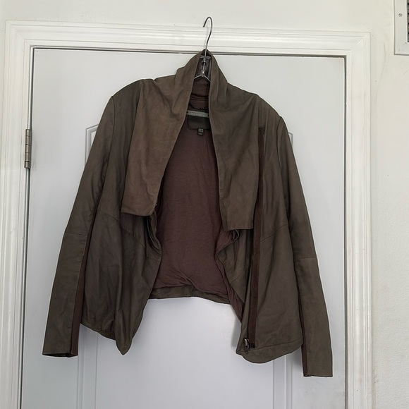 Muubaa Gray Drape Goatskin Moto Jacket Sz 6 - Picture 1 of 8